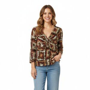 Creative Design Works Artsy Retro Geometric Print Top